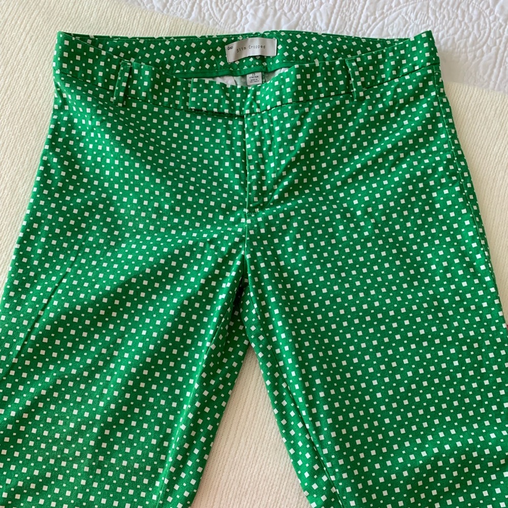 Green Checkered Crop Pants